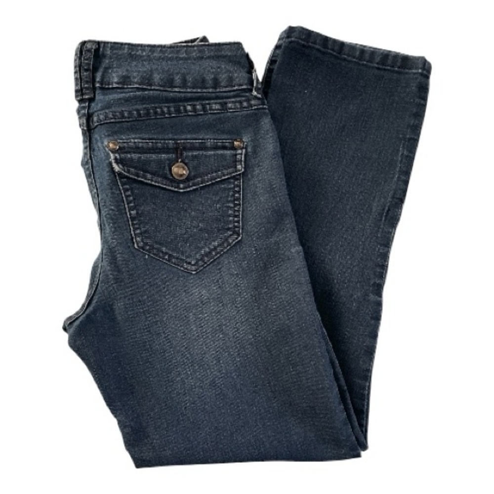 Elle Women's Stretchy Straight Leg Jeans - Dark Blue - Picture 3 of 7